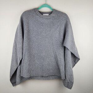 Sandro Paris 100% Merino Wool Poncho Cape Sweater Heather Gray sz 1/S